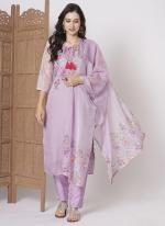 Taby Silk Purple Party Wear Embroidery Work Readymade Kurti Set